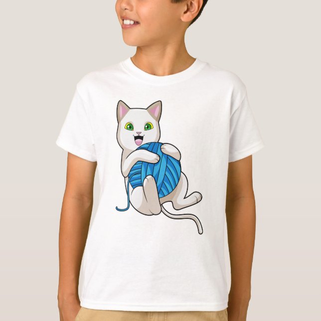 Cat Playing Wool T-Shirt (Front)
