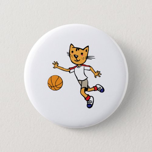 Cat Plays Basketball Basketball Sports Jersey Button