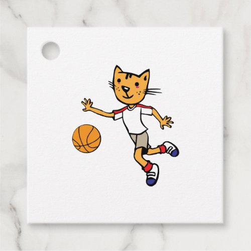 Cat Plays Basketball Basketball Sports Jersey Favor Tags