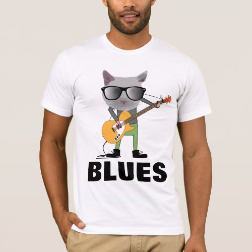 CAT PLAYS BLUES GUITAR T_Shirts