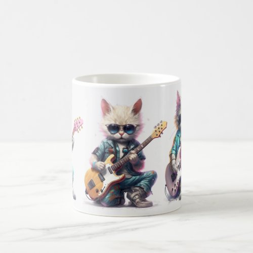 Cat Plays Electro Guitar Coffee Mug