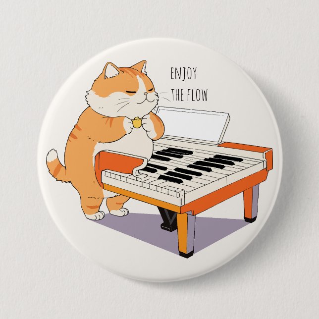 Cat Plays The Piano Button (Front)