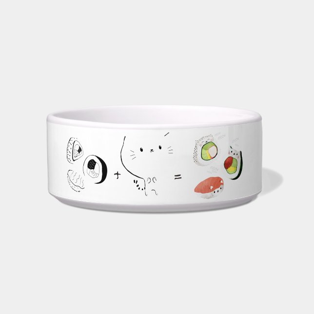 Cat plus Sushi equals Cuteness! Bowl (Front)