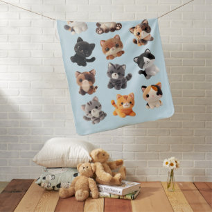 Cat Plush Toy Collection Baby Blanket