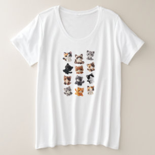 Cat Plush Toy Collection Plus Size T-Shirt