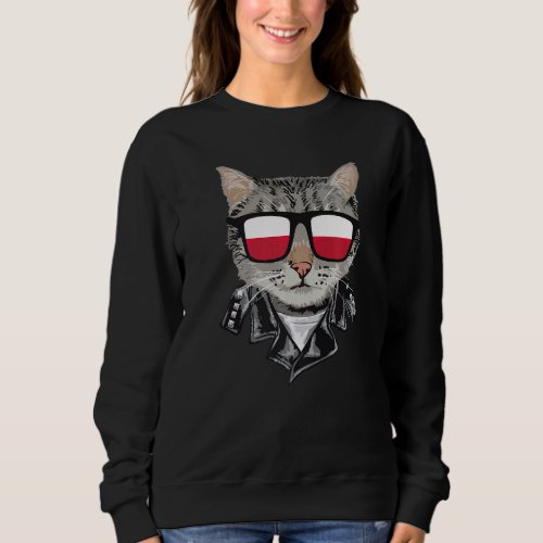 Cat Poland Flag Sunglasses  Cool Polish Cat Sweatshirt