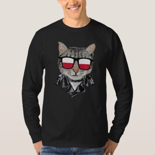 Cat Poland Flag Sunglasses  Cool Polish Cat T_Shirt