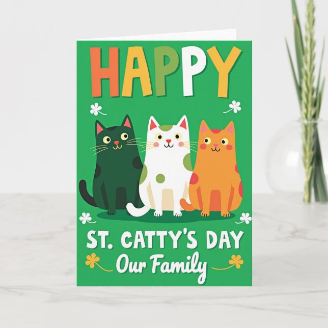 Cat Polka Dots Family Card (Front)