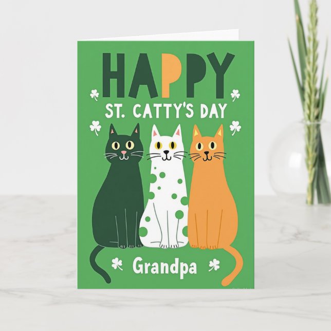 Cat Polka Dots Grandpa Card (Front)