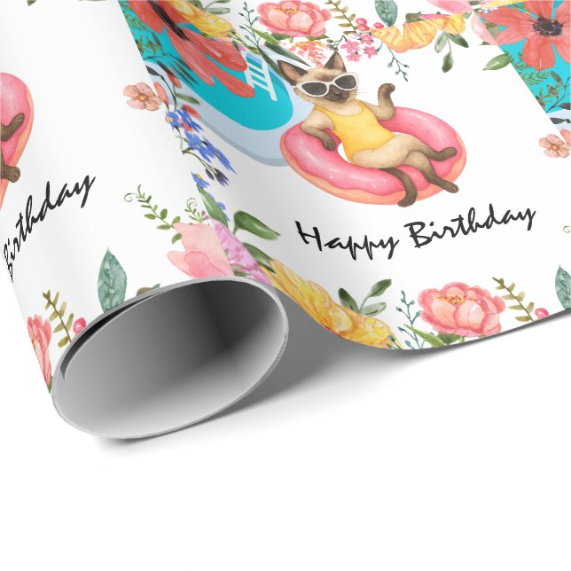 Cat Pool Party for Cat lovers Wrapping Paper (Roll Corner)