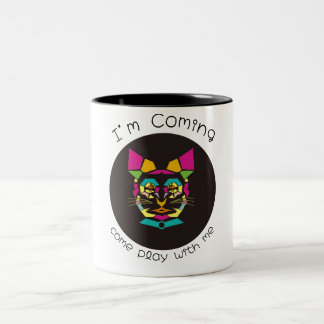 cat pop art Two-Tone coffee mug