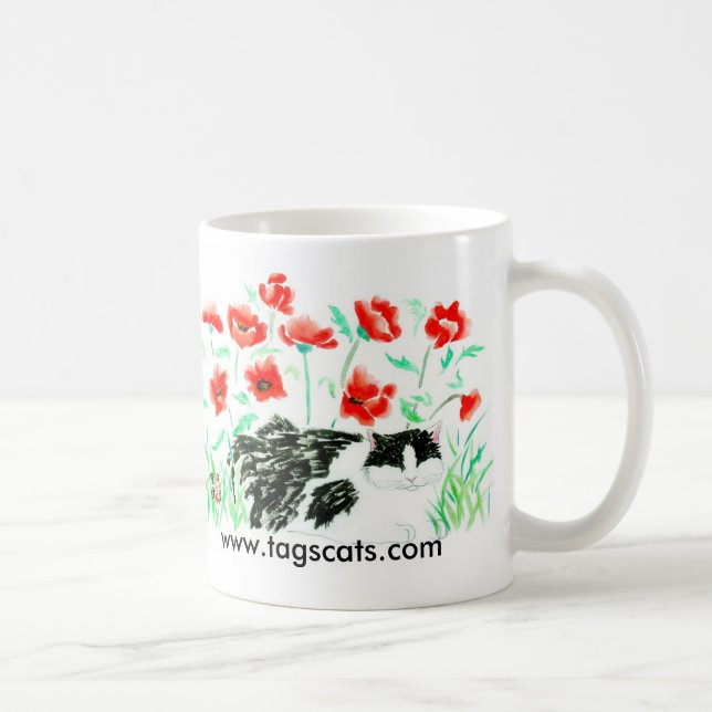 Cat & Poppies mug (Right)