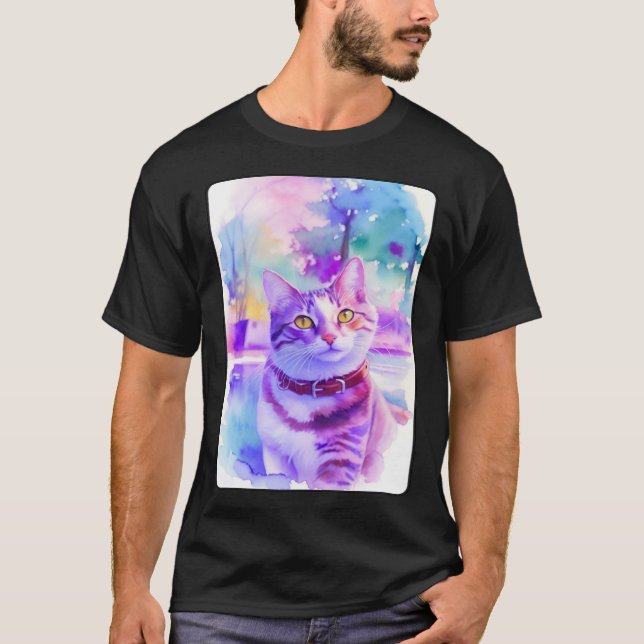 Cat Portrait Animal Beautiful Kitten Illustration T-Shirt (Front)