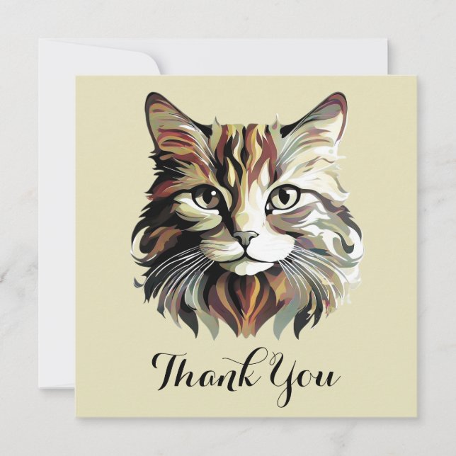 Cat Portrait Art Design Thank You Card (Front)