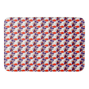 Cat Portrait – Bold Graphic Art Orange and Violet Bath Mat