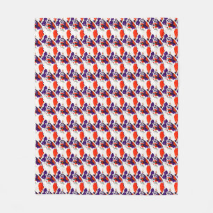 Cat Portrait – Bold Graphic Art Orange and Violet Fleece Blanket