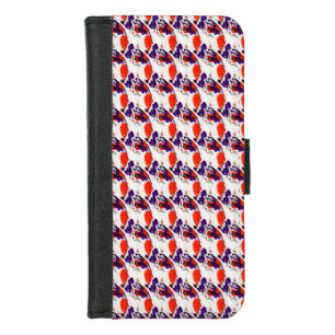 Cat Portrait – Bold Graphic Art Orange and Violet iPhone 8/7 Wallet Case