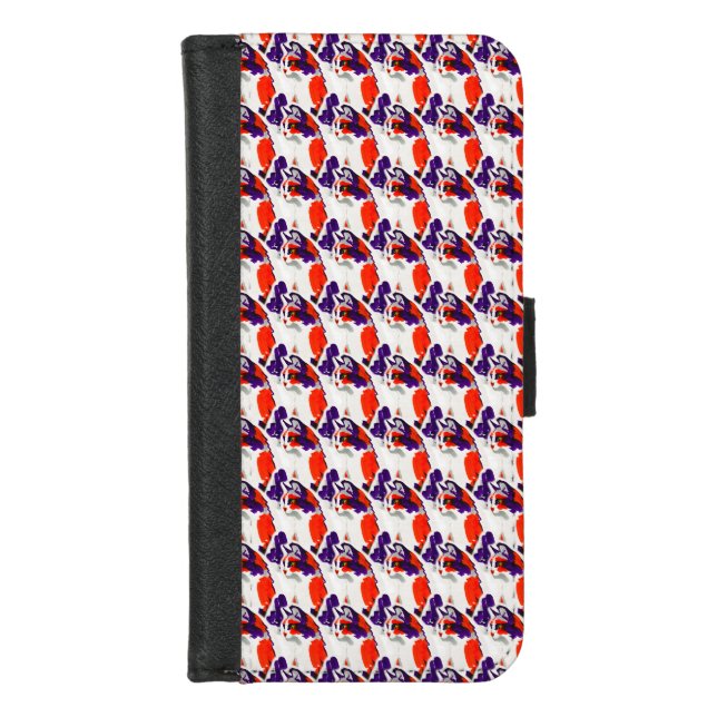 Cat Portrait – Bold Graphic Art Orange and Violet iPhone Wallet Case (Front)