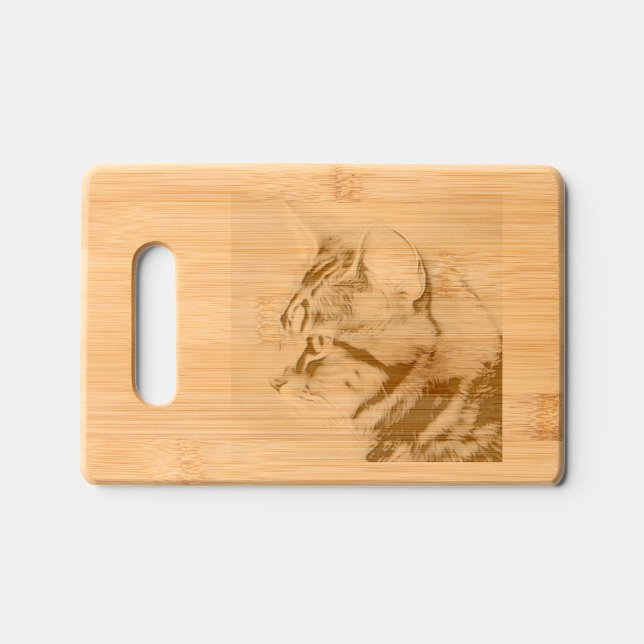 Cat Portrait Engraved Cutting Board (Front)