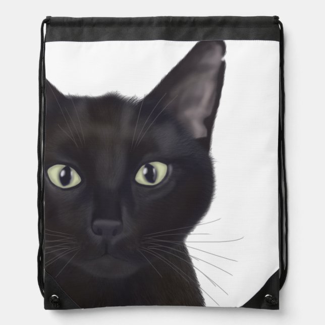 Cat, Portrait of Gus Drawstring Bag (Front)