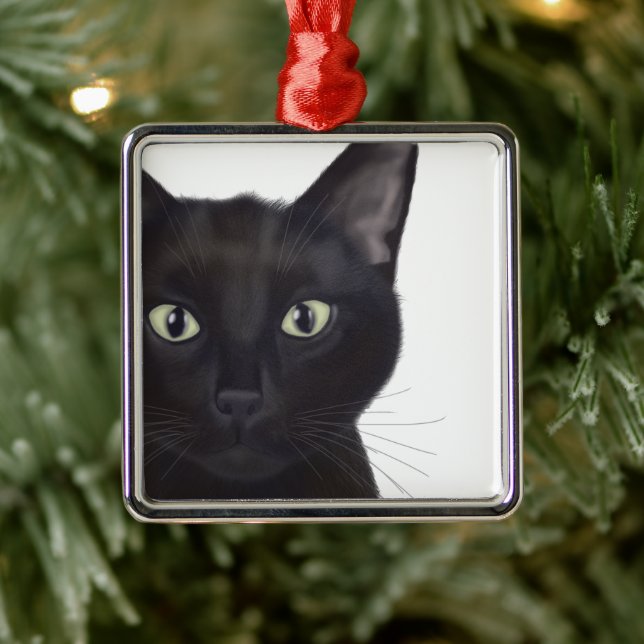Cat, Portrait of Gus Metal Ornament (Tree)