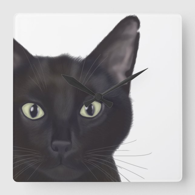 Cat, Portrait of Gus Square Wall Clock (Front)