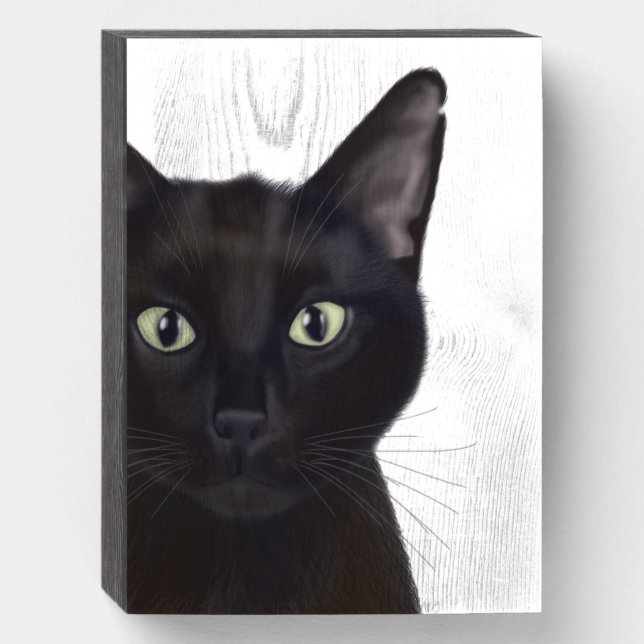 Cat, Portrait of Gus Wooden Box Sign (Front Vertical)