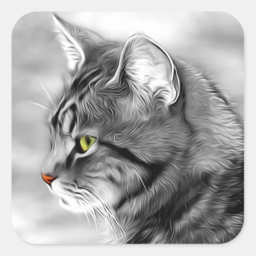 Cat Portrait Square Sticker