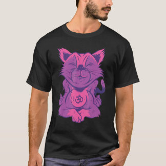 Cat Pose Exercise Om Meditation Position Lotus Sea T-Shirt