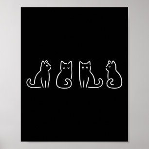 Cat Poses Cat Lover Minimalist Art Poster