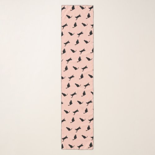Cat poses pattern Cat Lover Pink Peach Scarf