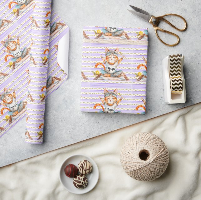Cat Posing Yoga  Wrapping Paper (Crafts)