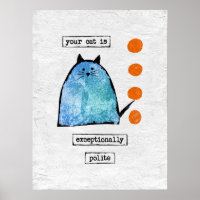 Cat Poster Art Print - Funny Cat Polite