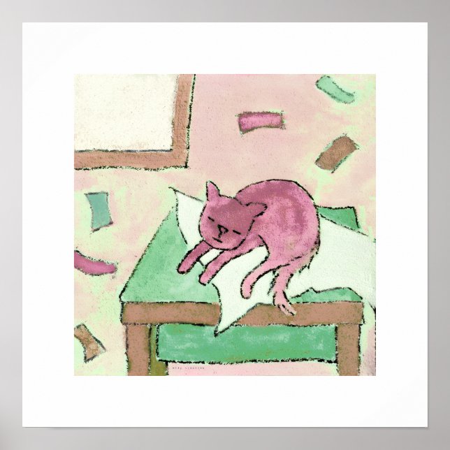 cat poster on table (Front)