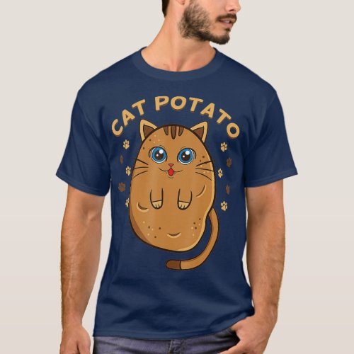 Cat Potato Spud Keto Vegan Lover Root Vegetable T_Shirt