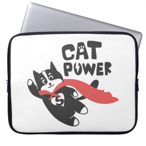 Cat power _ Choose background color Laptop Sleeve