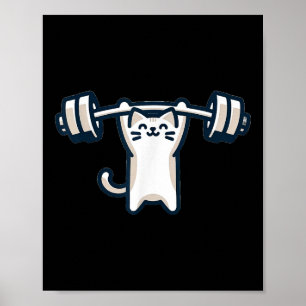 Cat Powerlifting Weightlifting Gym Workout Poster