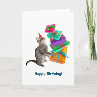 Cat Present Pile Birthday Card