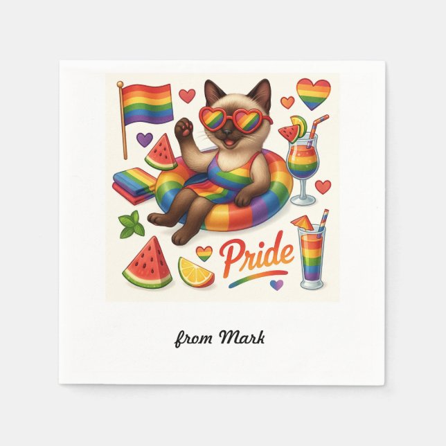 Cat Pride Paws Cat-inspired Pride LGBTQ Napkins (Front)