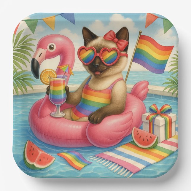 Cat Pride Paws Cat-inspired Pride LGBTQ Paper Plates (Front)