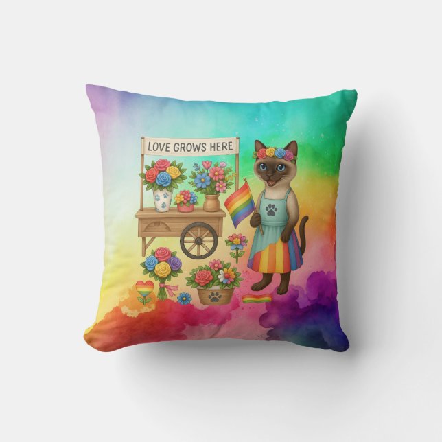 Cat Pride Paws Cat-inspired Pride LGBTQ Throw Pillow (Front)
