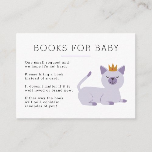 Cat Princess Book Request Baby Shower Enclosure Card