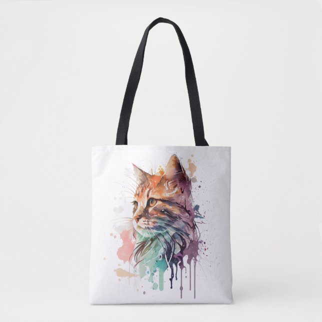 Cat Print for Cat Lover Cat Mom Tote Bag (Front)