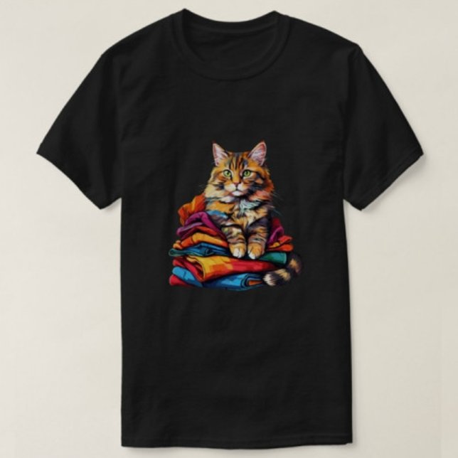 Cat Print Modern Men's black T-shirts  (Creator Uploaded)