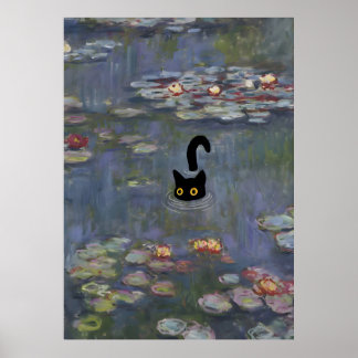 Cat Print Monet Water Lilies