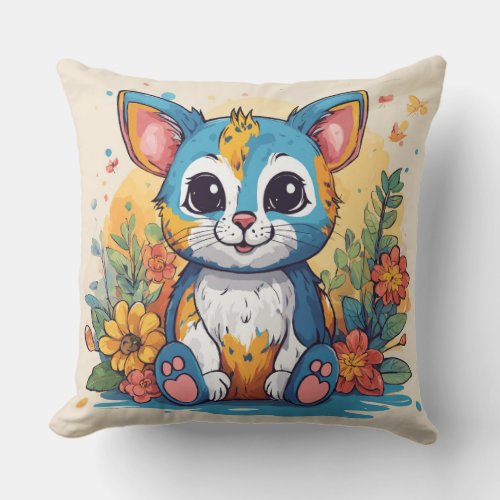 Cat printed cute Throw Pillow