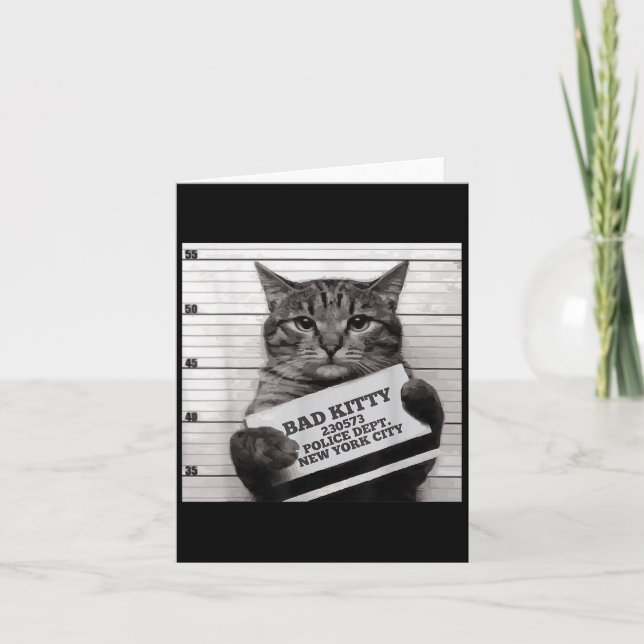 Cat Prison Jail Prisoner Bad Kitty Mugshot For Men Card (Front)