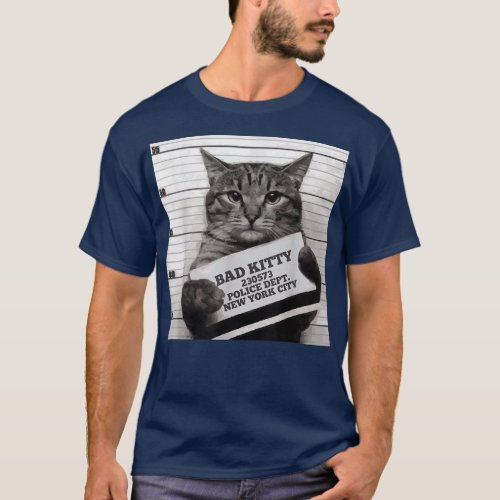 Cat Prison Jail Prisoner Bad Kitty Mugshot  T_Shirt