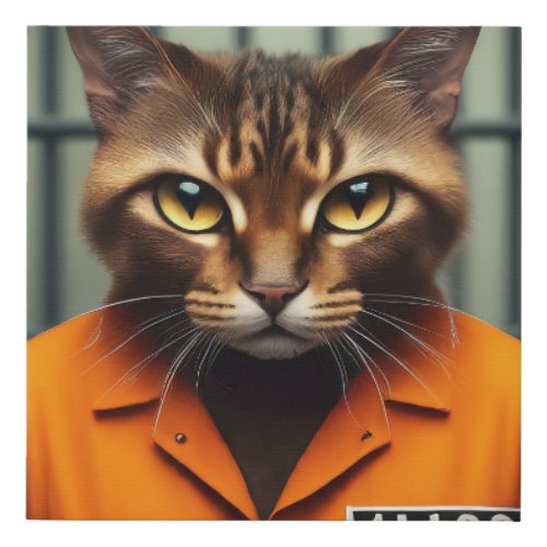 Cat Prisoner 11168  Faux Canvas Print