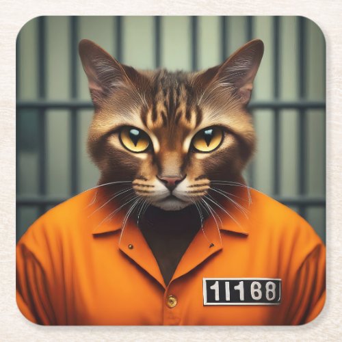 Cat Prisoner 11168  Square Paper Coaster